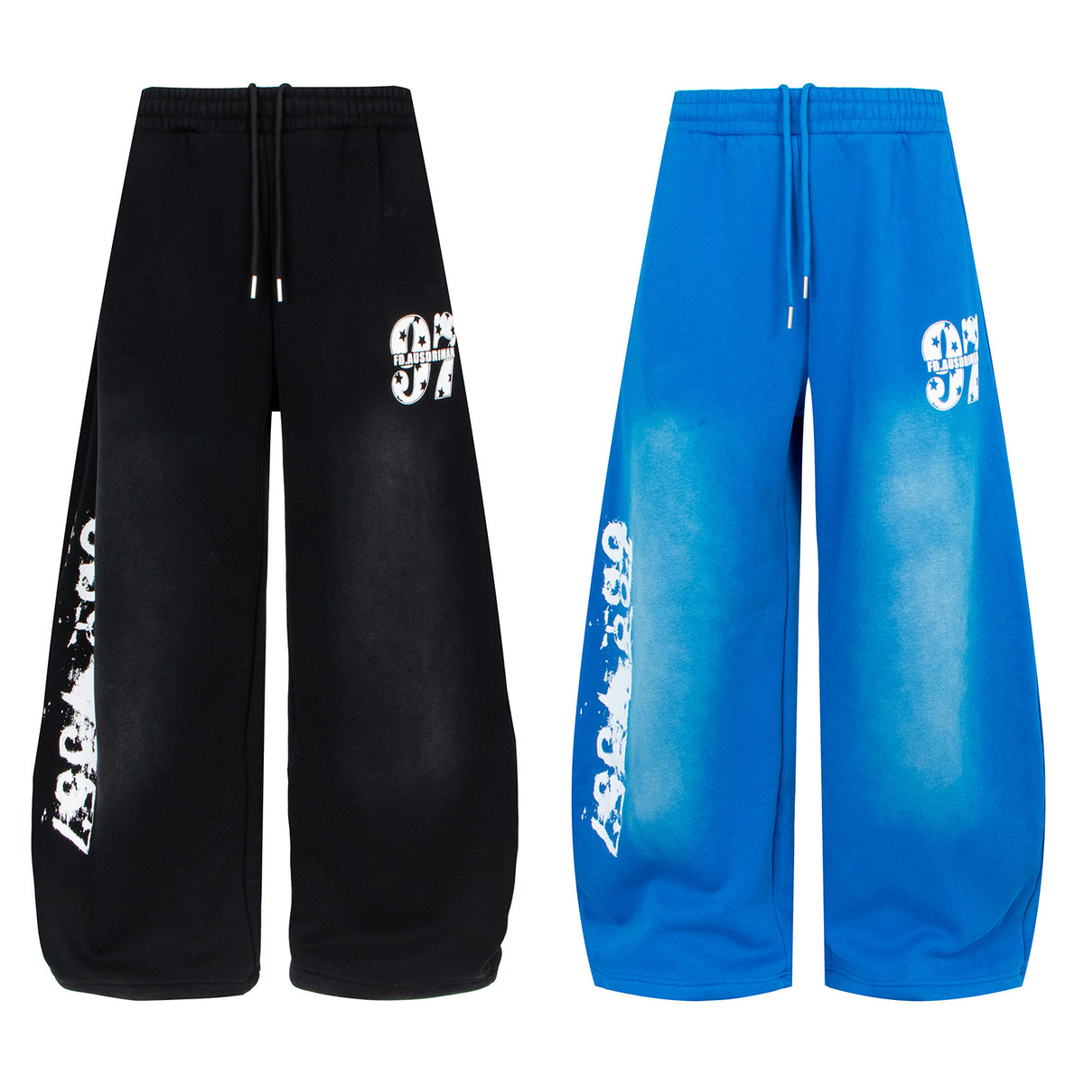 Original Digital Streetwear Print Drawstring Wide-Leg Fleece Lined Cargo Sweatpants Loose Versatile Oversized Pants
