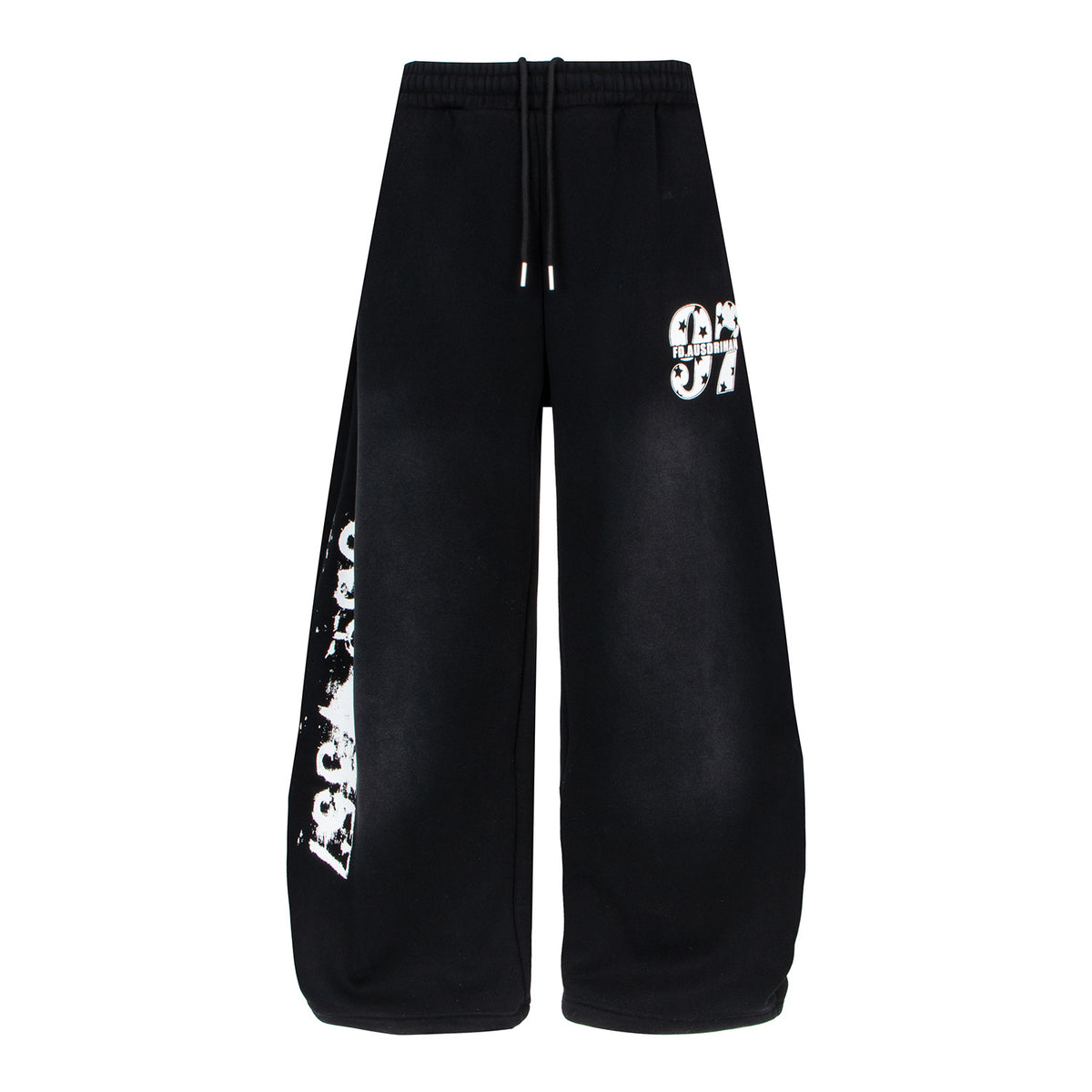 Original Digital Streetwear Print Drawstring Wide-Leg Fleece Lined Cargo Sweatpants Loose Versatile Oversized Pants