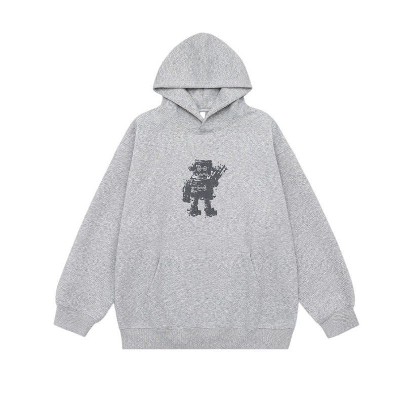 Graphic Print Long Sleeve Hooded Loose Fit Unisex Hoodie
