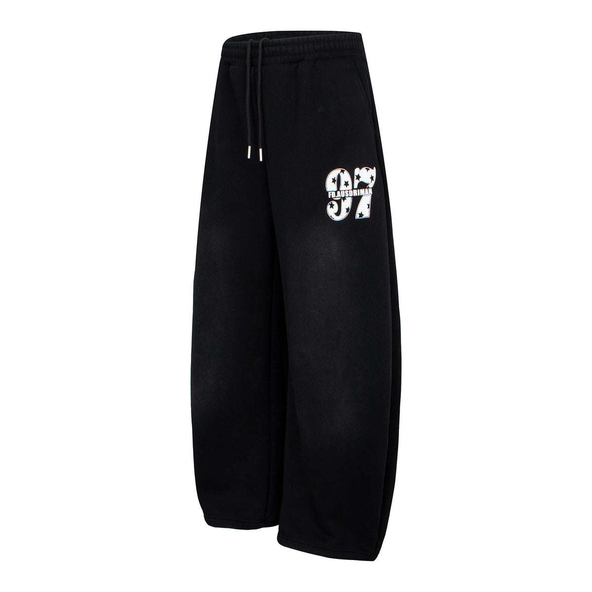 Original Digital Streetwear Print Drawstring Wide-Leg Fleece Lined Cargo Sweatpants Loose Versatile Oversized Pants