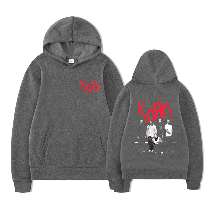 Sweat à capuche graphique Rock Band Korn Hommes Femmes Décontracté Oversize