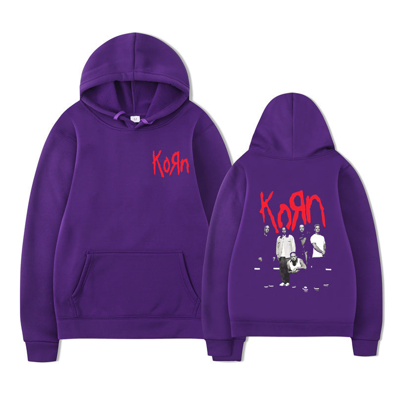 Sweat à capuche graphique Rock Band Korn Hommes Femmes Décontracté Oversize