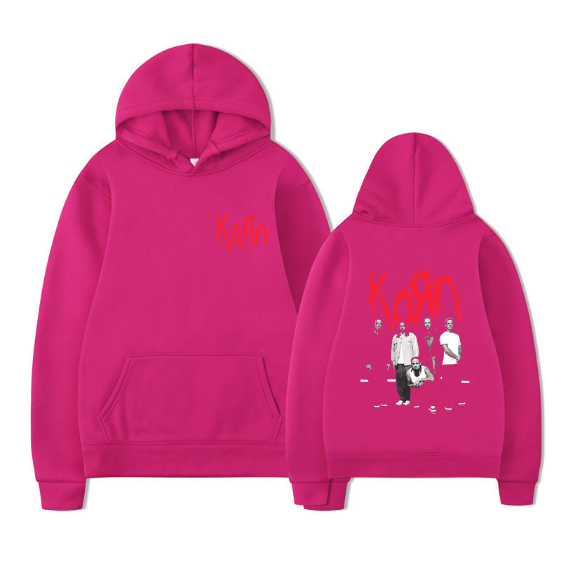Sweat à capuche graphique Rock Band Korn Hommes Femmes Décontracté Oversize